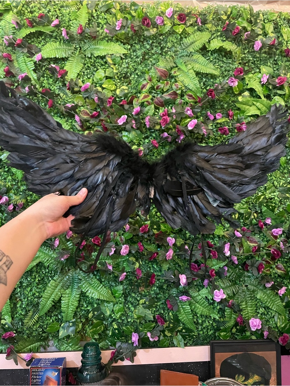 Kids Black Feather Angel Wings Accessory